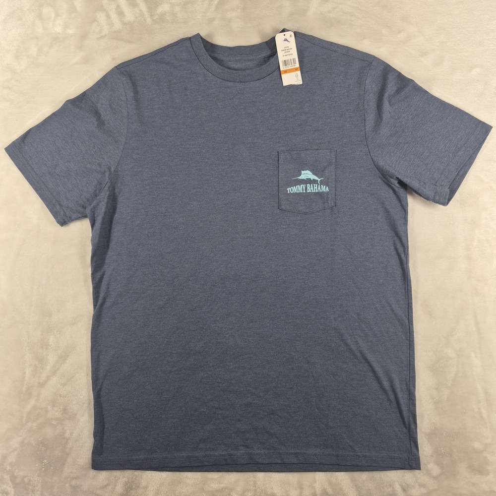 Tommy‎ Bahama T-Shirt Men's Small Navy Heather Rumming Back Wine Retriever NWT